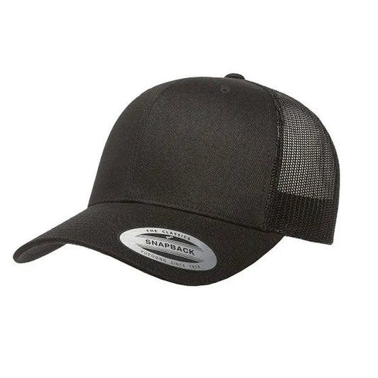 Yupoong Classic Retro Wade Trucker - 6 Panel Curved Peak Cap _Black - 6606