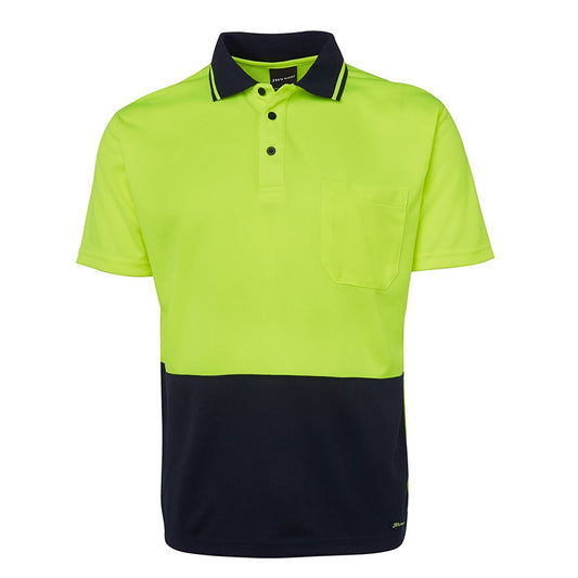 JBs Wear - KIDS Hi Vis NON CUFF TRAD POLO LIME/NAVY - 6HVNC
