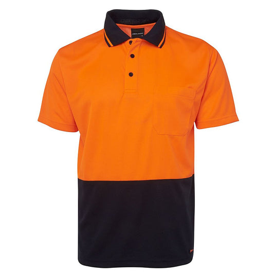 JBs Wear - KIDS Hi Vis NON CUFF TRAD POLO ORANGE/NAVY - 6HVNC