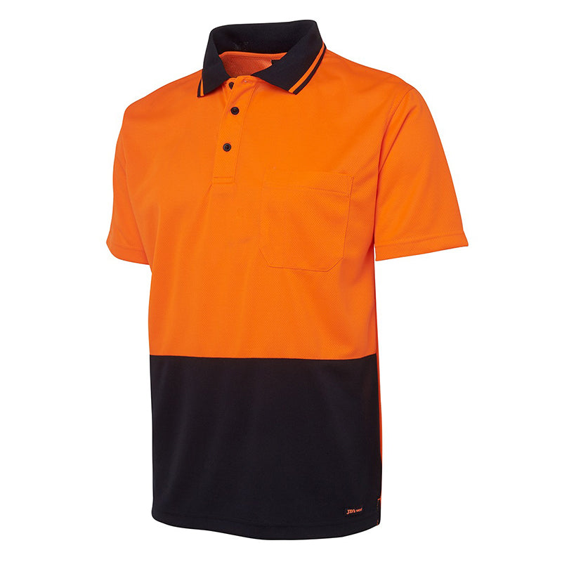 JBs Wear - KIDS Hi Vis NON CUFF TRAD POLO ORANGE/NAVY - 6HVNC