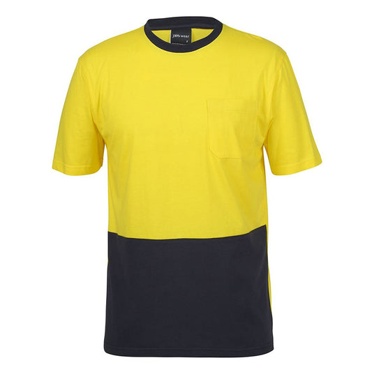 JBs Wear - Hi Vis CREW NECK COTTON T-SHIRT YELLOW/NAVY - 6HVTC
