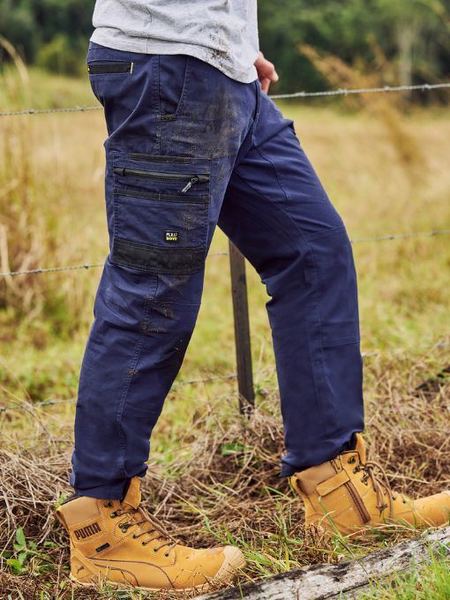 Bisley - FLX & MOVE STRETCH CANVAS ELASTIC WAIST CARGO PANTS-Navy _BPC6338