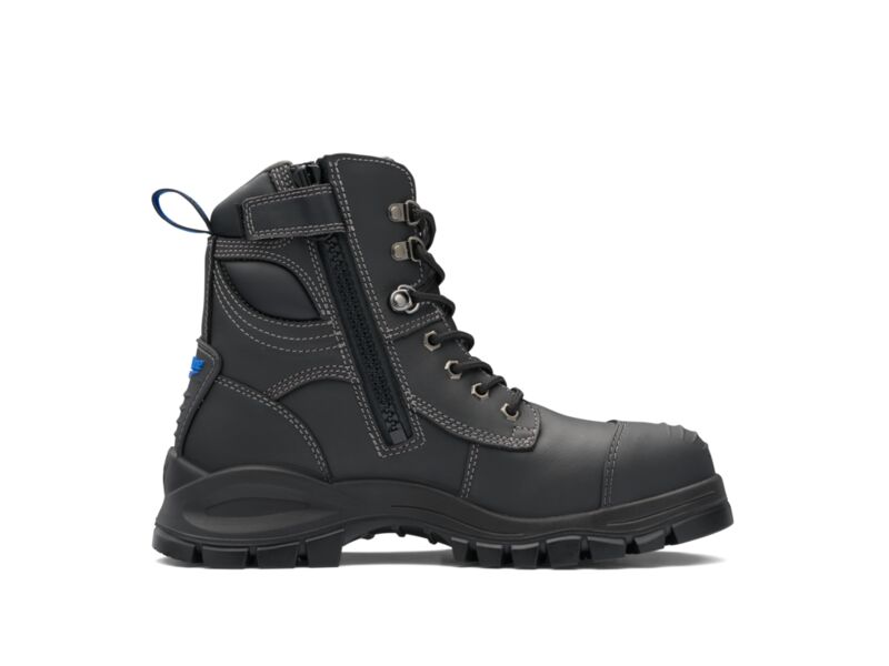 Blundstone - 997 Lace up/zip ankle safety boot - Black platinum quality water resistant leather, 150mm height_Black - 997