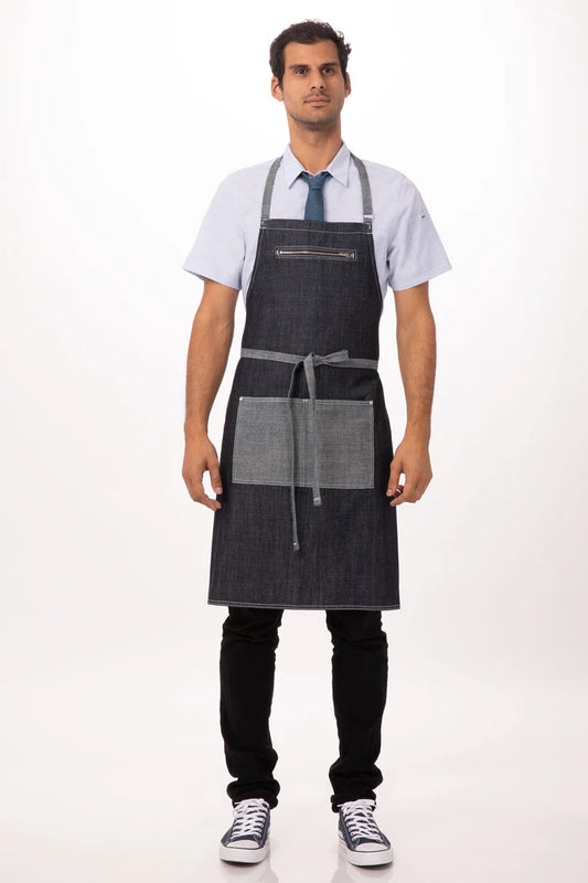 Chef Works - Manhattan Bib Apron- Indigo Blue - AB034