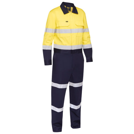 Bisley - Taped Hi Vis Work Coverall with Waist Zip Opening_Yellow/Navy - BC6066T