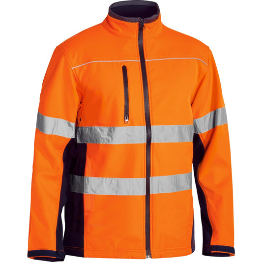 Bisley - Taped Hi Vis Soft Shell Jacket_Orange/Navy - BJ6059T