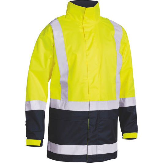 Bisley - Taped Hi Vis Rain Shell Jacket_Yellow/Navy - BJ6966T
