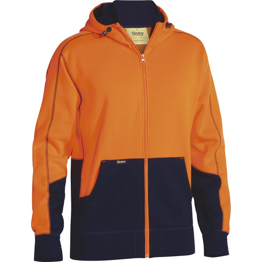 Bisley - Hi Vis Zip Front Fleece Hoodie_Orange/Navy - BK6819