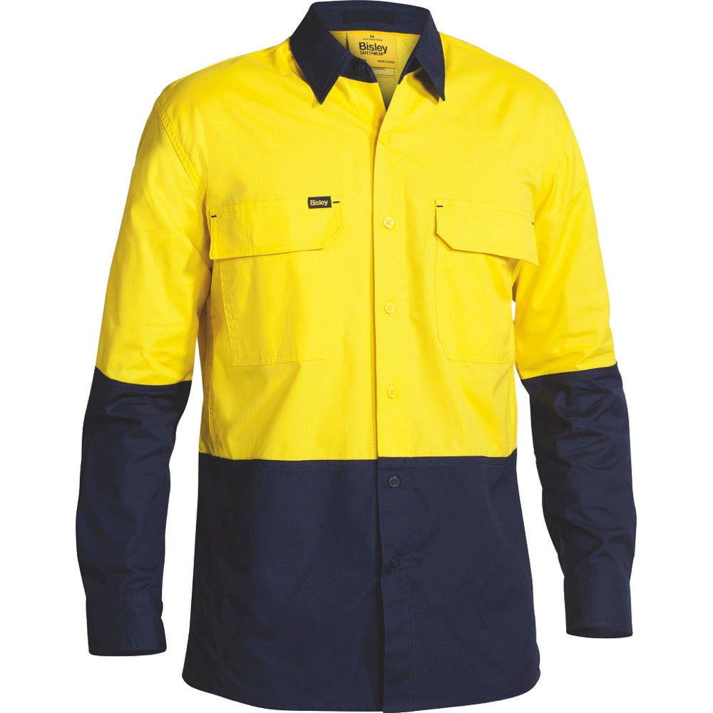 Bisley - X Airflow Hi Vis Ripstop Shirt_Yellow/Navy - BS6415
