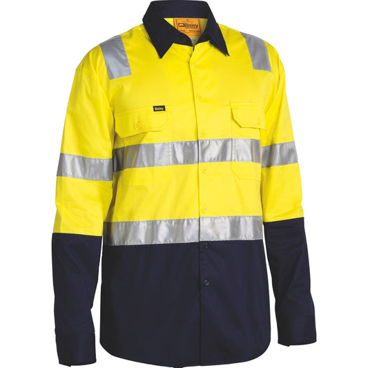 Bisley - Taped Hi Vis Cool Lightweight Shirt with Shoulder Tape_Yellow/Navy - BS6432T