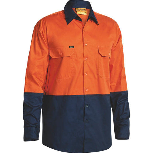 Bisley - Hi Vis Cool Lightweight Drill Shirt_Orange/Navy - BS6895