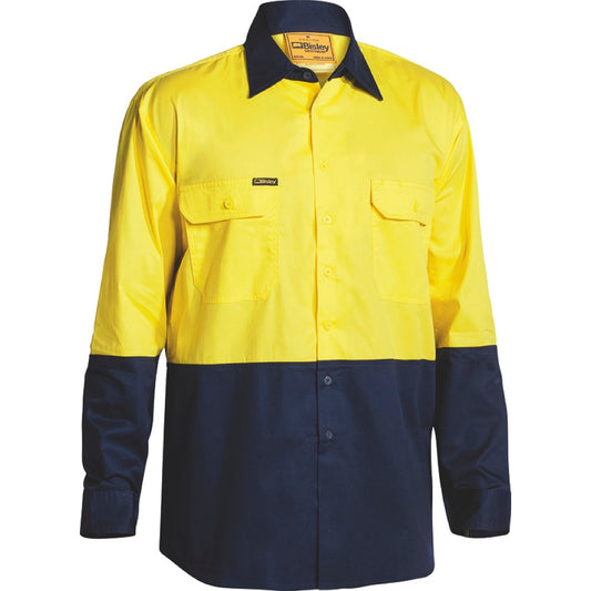 Bisley - Hi Vis Cool Lightweight Drill Shirt_Yellow/Navy - BS6895