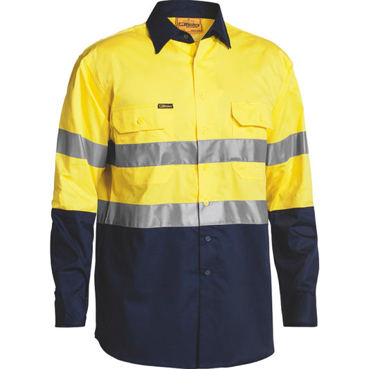 Bisley - Taped Hi Vis Cool Lightweight Shirt_Yellow/Navy - BS6896
