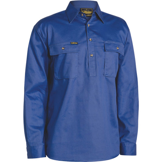 Bisley - Closed Front Cotton Drill Shirt_Royal - BSC6433