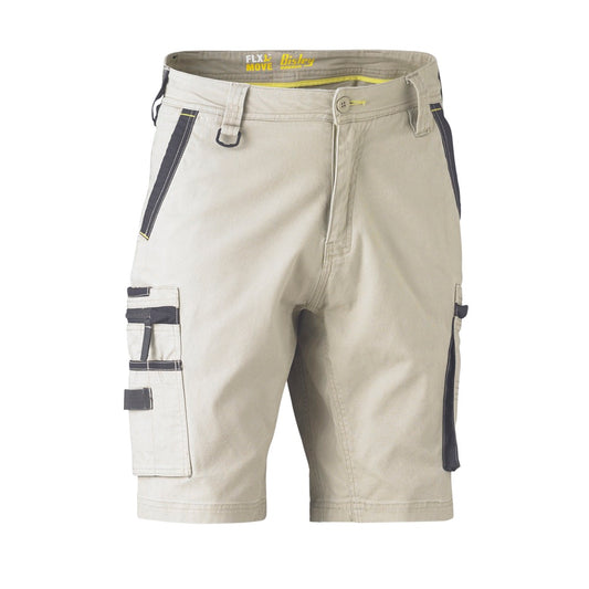 Bisley - Flx &amp; Move Stretch Utility Zip Cargo Short_Stone - BSHC1330