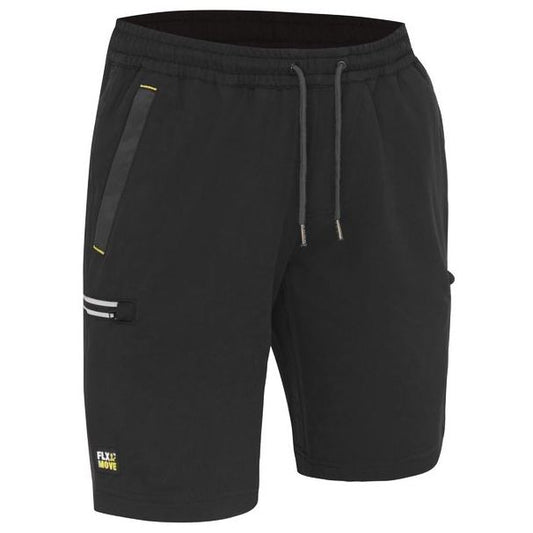 Bisley - Flx &amp; Move 4-Way Stretch Elastic Waist Cargo Short-Black_BSHC1333