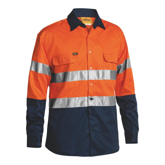 Bisley - Taped Hi Vis Drill Shirt_Orange/Navy - BT6456