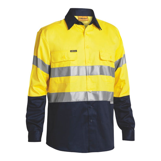 Bisley - Taped Hi Vis Drill Shirt_Yellow/Navy - BT6456