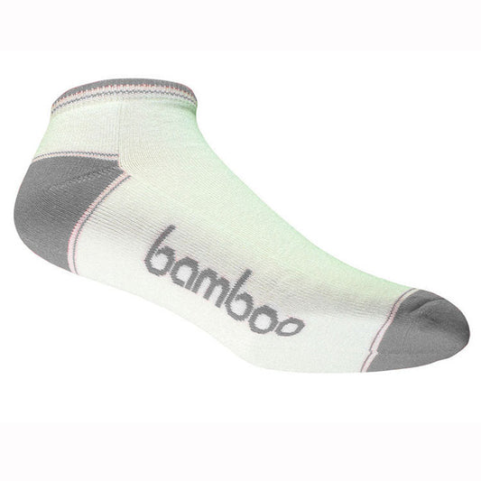 Bamboo Textiles - Ped Bamboo Sports Ankle Socks - White/Grey