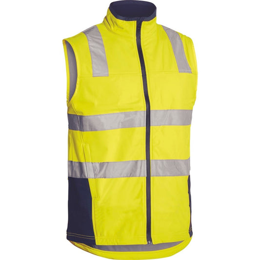 Bisley - Taped Hi Vis Soft Shell Vest_Yellow/Navy - BV0348T