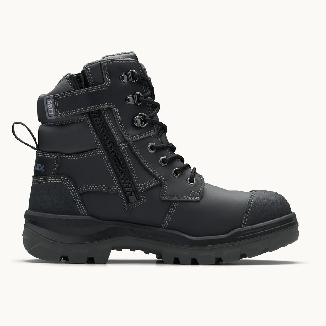 Blundstone - RotoFlex Black water-resistant Platinum leather 150mm zip sided safety boot_Black - 8071