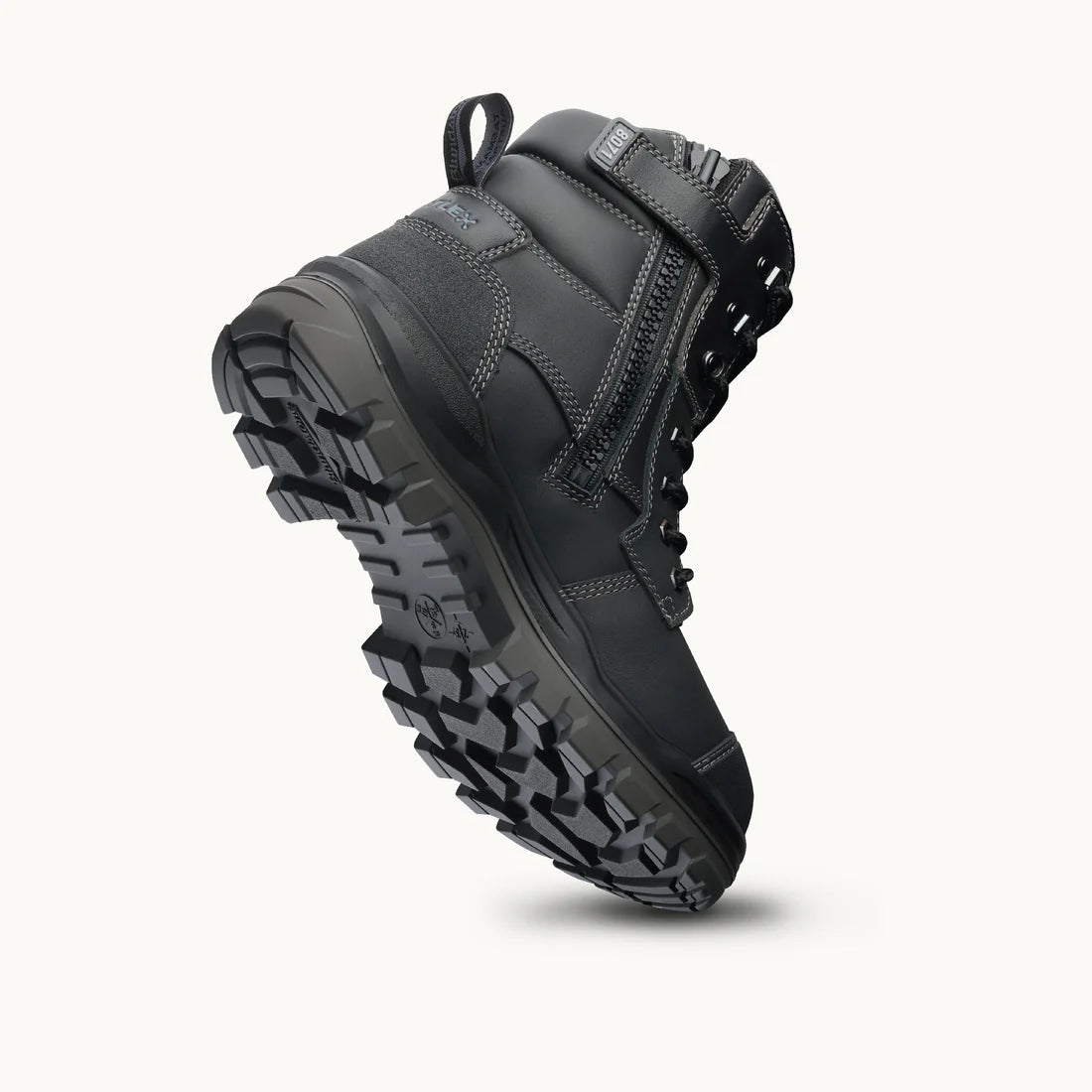 Blundstone - RotoFlex Black water-resistant Platinum leather 150mm zip sided safety boot_Black - 8071