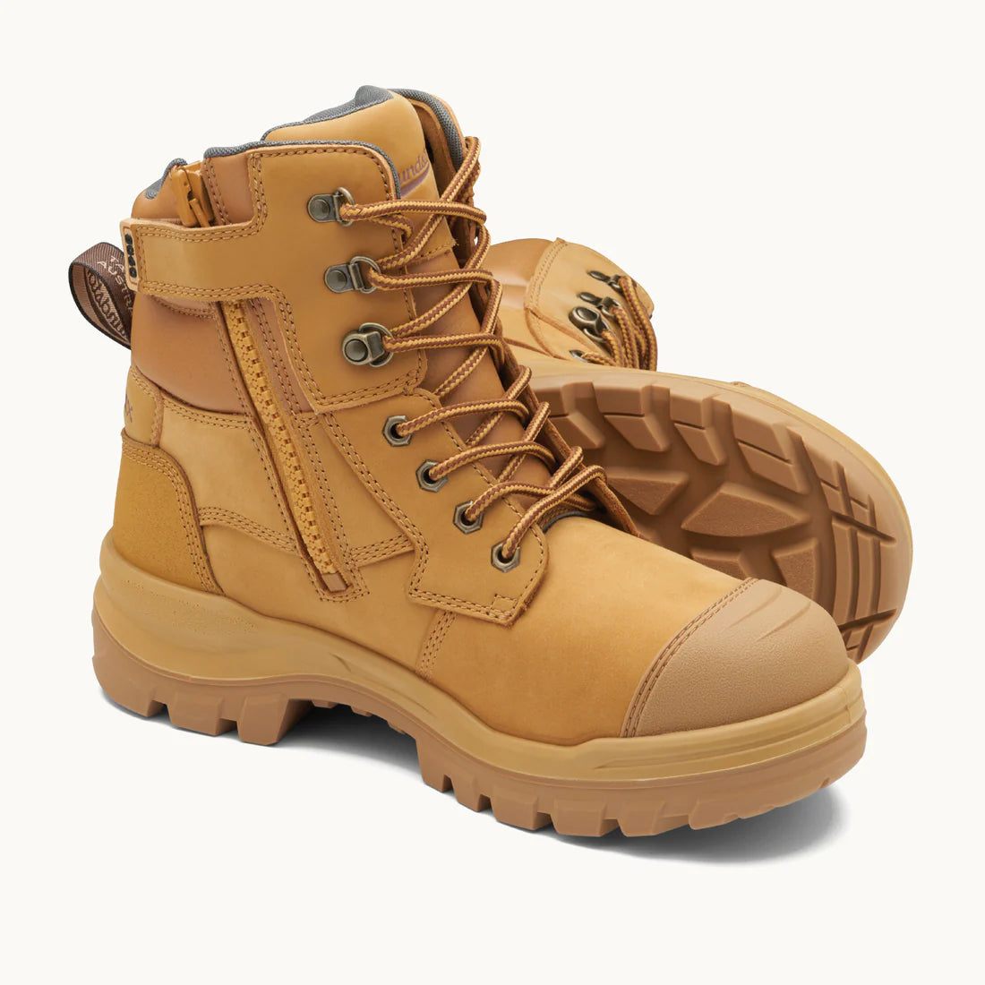 Blundstone - RotoFlex Wheat water-resistant nubuck 150mm zip sided safety boot_Wheat - 8060