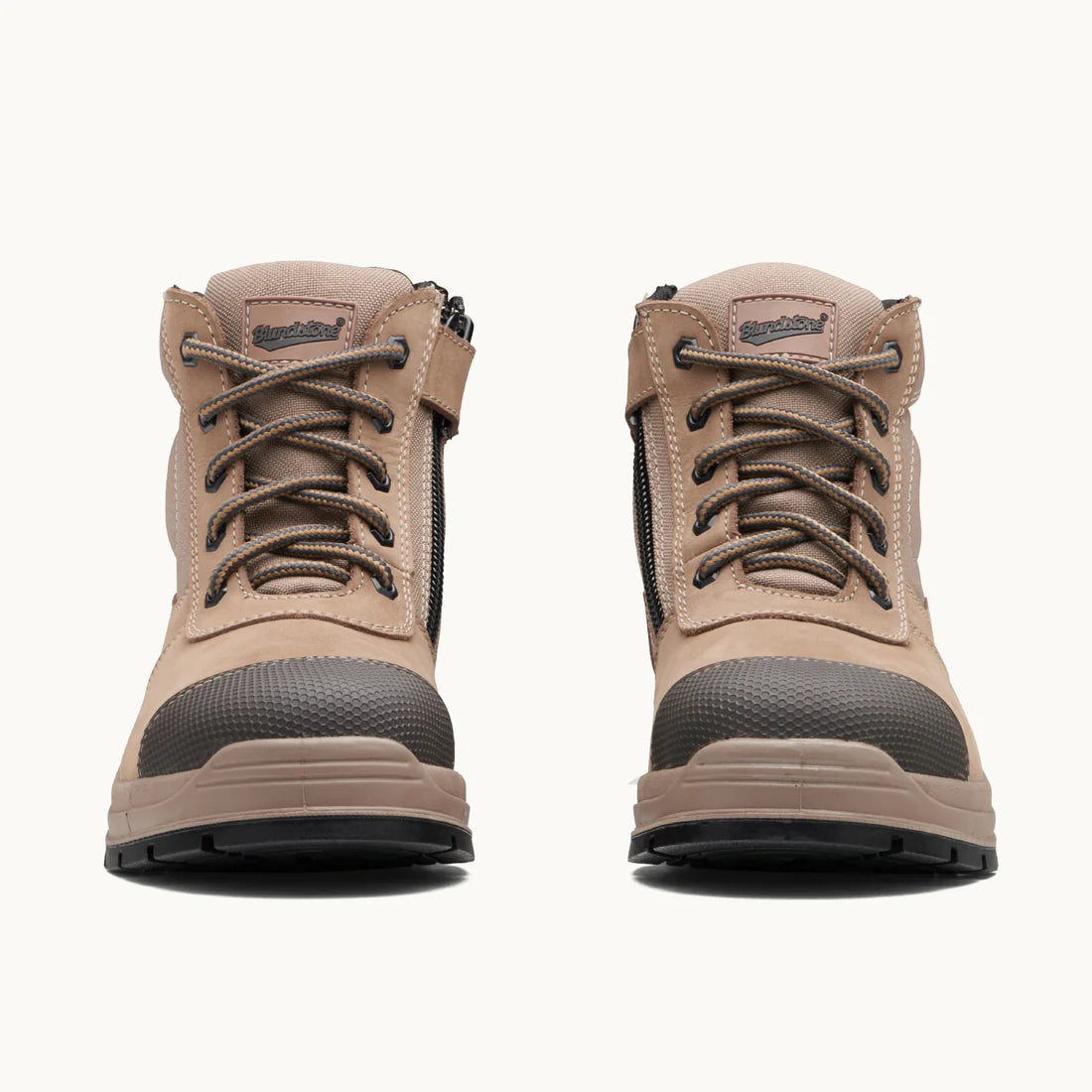 Blundstone - Stone nubuck zip side ankle safety boot_Stone - 325