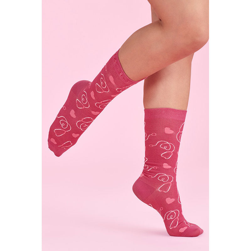 Biz Care - PINK RIBBON U Comfort Socks-Pink_CCS250U