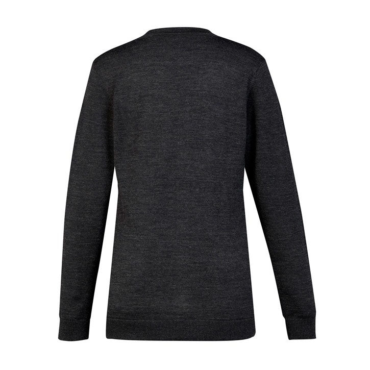 Biz Care - Womens Button Front Cardigan_Charcoal - CK045LC