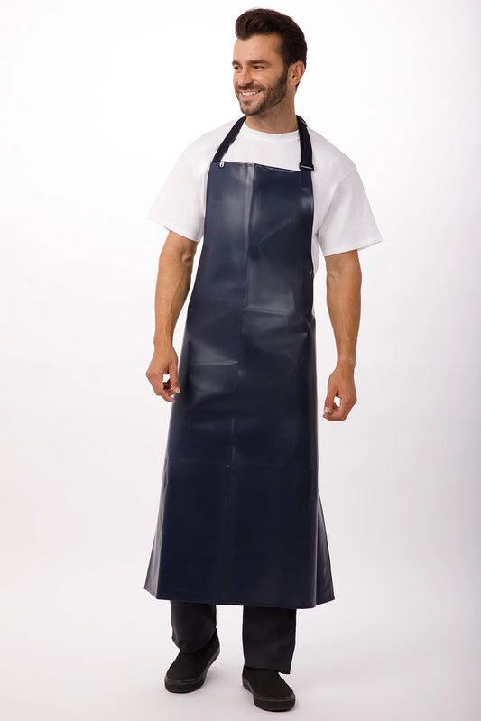 Chef Works - Long PVC Bib Apron- Navy - CWPVL