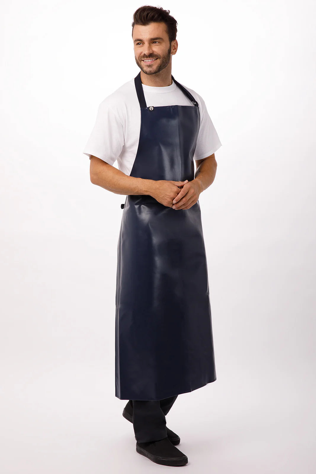 Chef Works - Long PVC Bib Apron- Navy - CWPVL