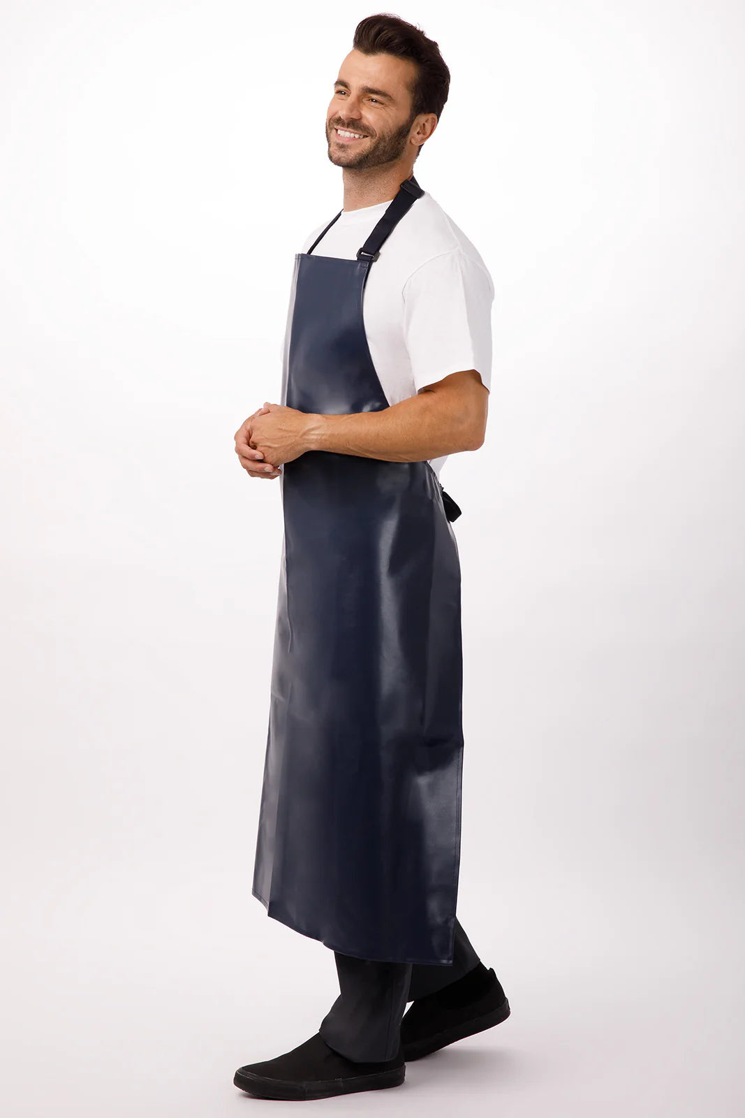 Chef Works - Long PVC Bib Apron- Navy - CWPVL