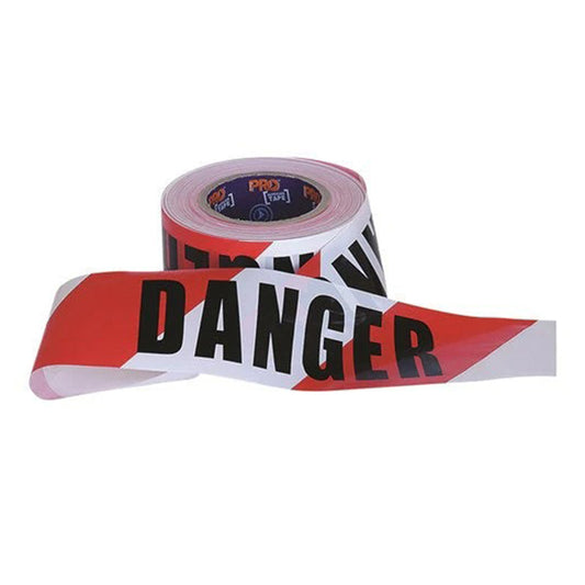 PRO CHOICE - RED/WHITE DANGER TAPE 75MM X 100M - DT10075