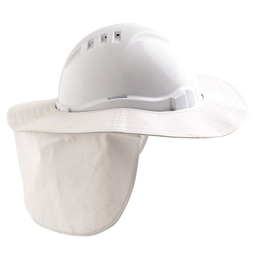 PRO CHOICE - HARD HAT BRIM WITH NECK FLAP POLYESTER/PLASTIC - WHITE - HHBNF-W