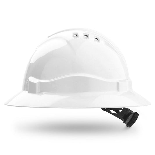 PRO CHOICE - HARD HAT FULL BRIM VENTED RATCHET HARNESS V6 - WHITE - HHV6FB-W