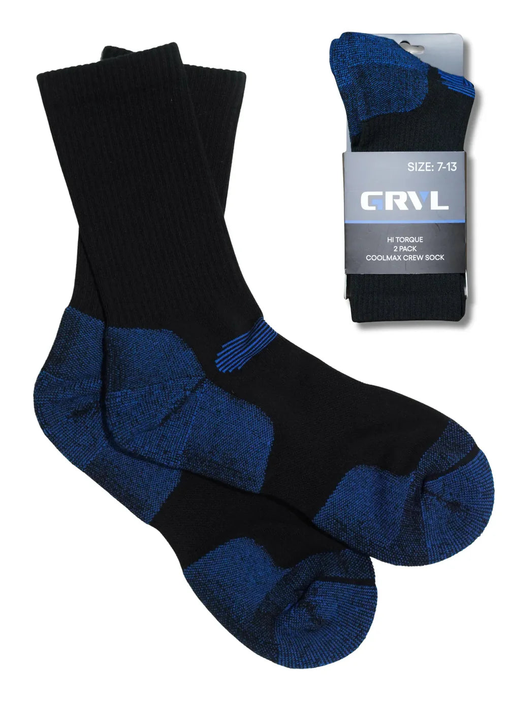 GRVL - Hi Torque Coolmax Sock 2pk Black_GRVLS4-BLK-SS8