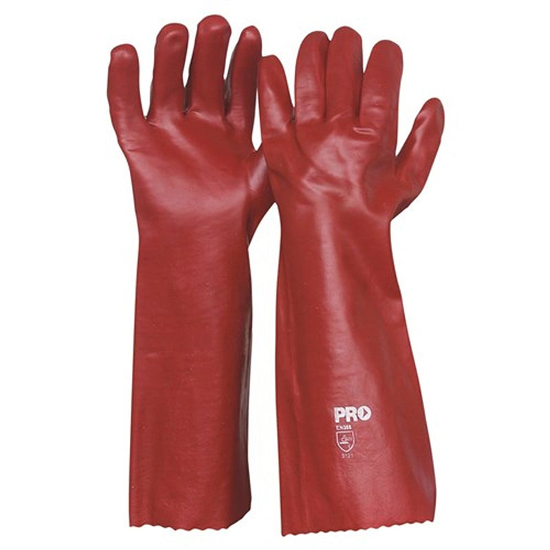 PRO CHOICE - 45CM RED SINGLE DIPPED PVC GLOVES - PVC45