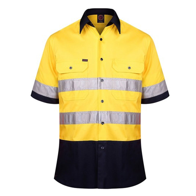 Ritemate - Vented Open Front L/W S/S 3M Tape Yellow/Navy - RM107V2RS