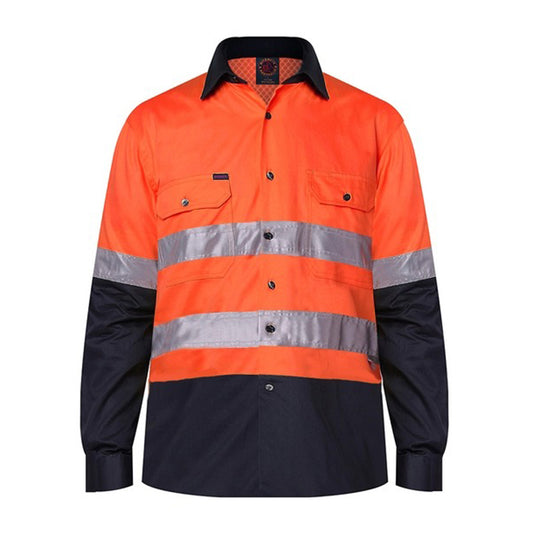 Ritemate - Vented Open Front L/W L/S 3M Tape Orange/Navy - RM107V2R
