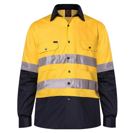 Ritemate - Vented Open Front L/W L/S 3M Tape Yellow/Navy - RM107V2R