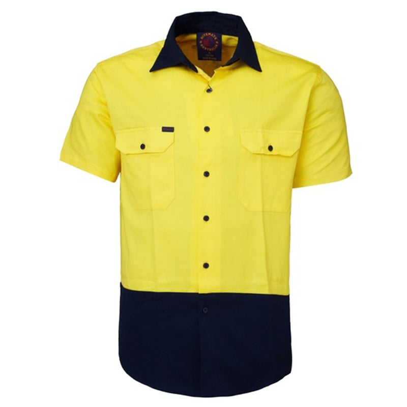 Ritemate - Vented Open Front L/W S/S Yellow/Navy - RM107V2S