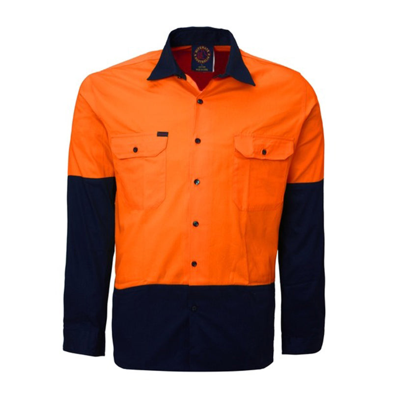 Ritemate - Vented Open Front L/W L/S Orange/Navy - RM107V2