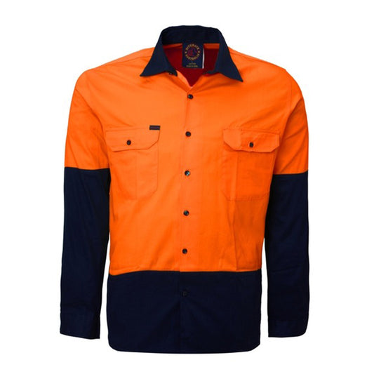 Ritemate - Vented Open Front L/W L/S Orange/Navy - RM107V2