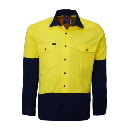 Ritemate - Vented Open Front L/W L/S Yellow/Navy - RM107V2