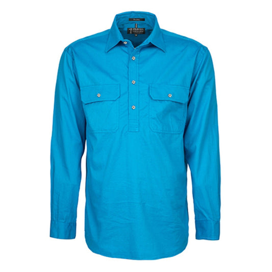 Ritemate - Mens Pilbara Closed Front L/S Shirt Azure - RM200CF