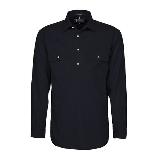 Ritemate - Mens Pilbara Closed Front L/S Shirt Black - RM200CF