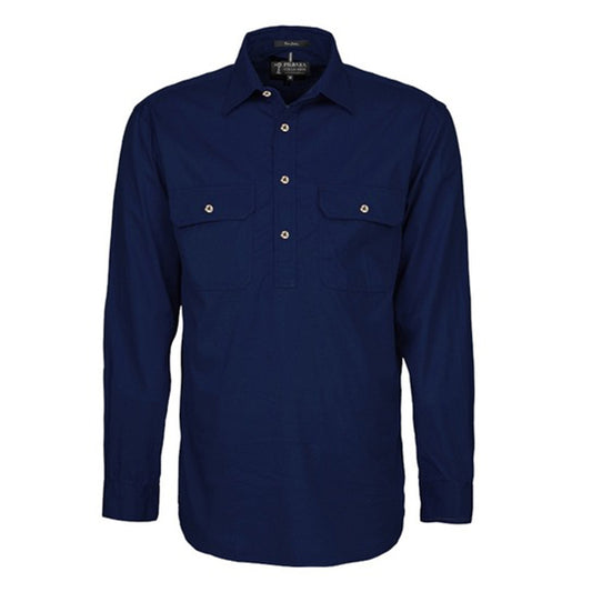 Ritemate - Mens Pilbara Closed Front L/S Shirt French Navy - RM200CF