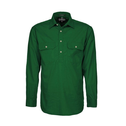 Ritemate - Mens Pilbara Closed Front L/S Shirt Green - RM200CF