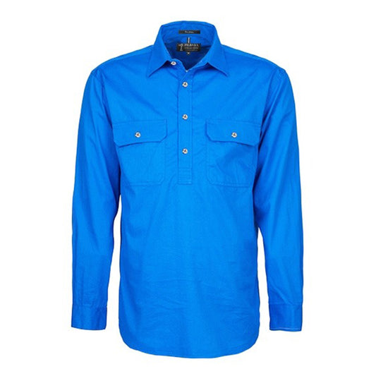 Ritemate - Mens Pilbara Closed Front L/S Shirt Light Blue - RM200CF